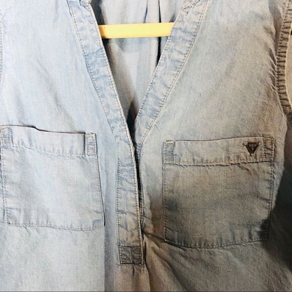 Guess Blue Chambray Tank Top - Picture 4 of 10